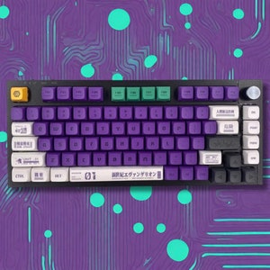 134 Keys Anime Evangelion-01 XDA Profile Keycaps, Keycap Set For Mx Switch Mechanical Keyboard, Anime Custom ISO Keycaps