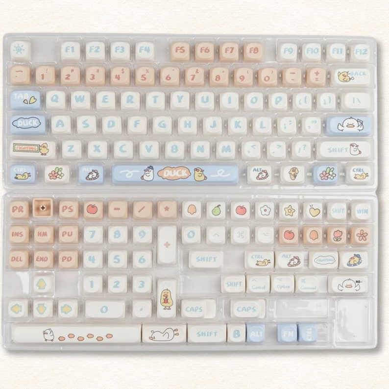 139 Key Cute Duck Keycaps Set, Cute MOA Profile Keycap, Double Shot ...