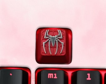 Spiderman Full Metal Backlit Keycaps for Cherry MX Mechanical Keyboard, Artisan Spiderman Keycaps, Cute Keycaps