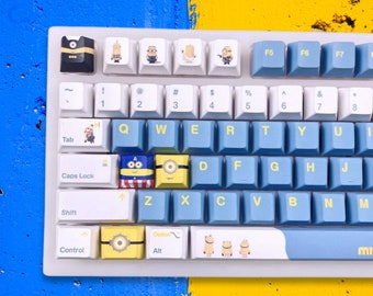 132pcs Minions Keycap, PBT Dye-Sub Keycaps Set For Cherry MX Switch GMMK NT75 C64 Mechanical Keyboard Keyboard