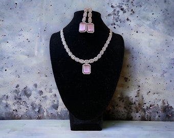 Pink Gemstone Necklace Set