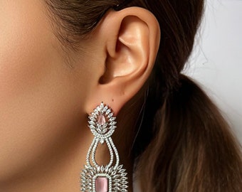 Pink Gemstone Drop Earrings perfect for all occasions