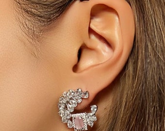 Pink Crystal Stud Earrings