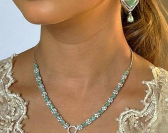 Green American Diamond Necklace Set