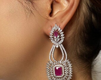 Ruby Gemstone Drop Earrings