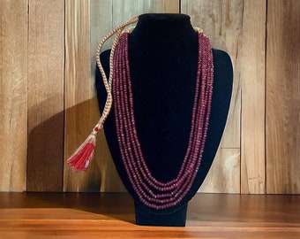 Ruby Red Mala Necklace - Semi Precious, Traditional Indian Jewelry