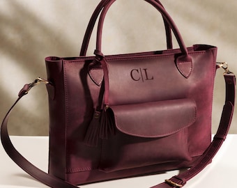 College Graduation Gift - Personalized Laptop Bag, Gift for Her, Laptop Bag for Women, Commencement Gift, Leather Tote