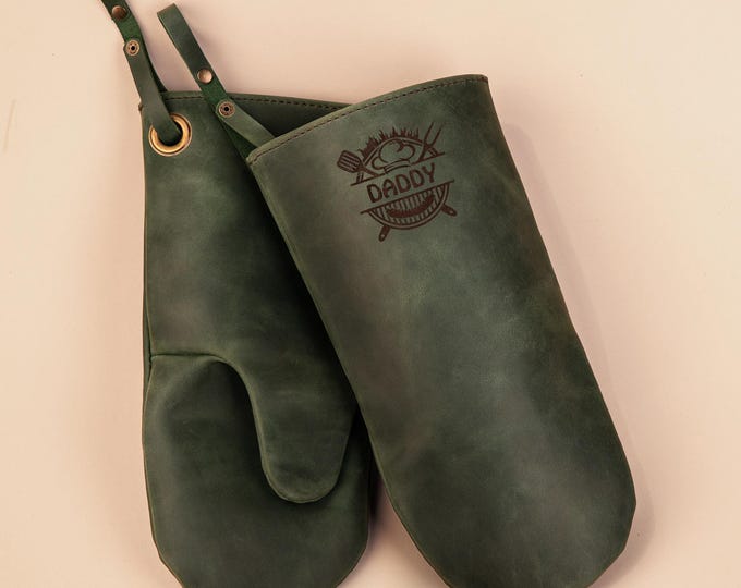 Leather Anniversary Gifts for Him - Leather Grilling Gloves, Personalized Gifts for Men, 3rd Anniversary Gifts