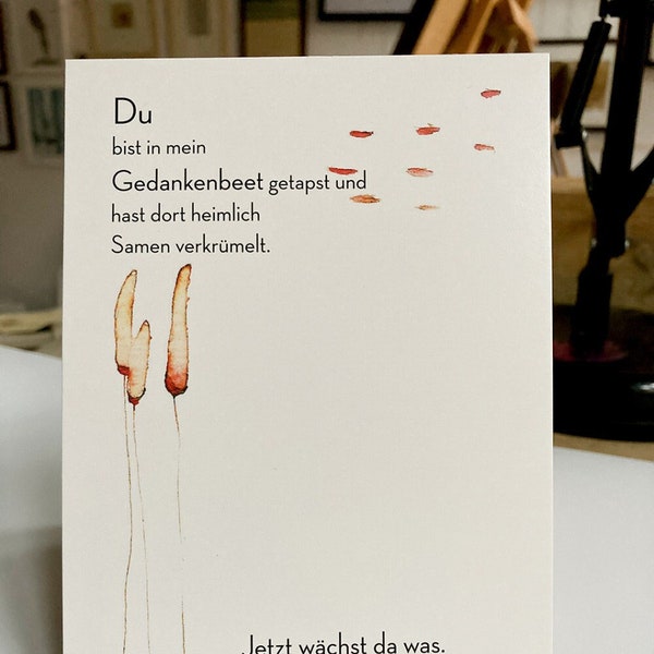 Postkarte Illustration verliebt Sehnsucht Schluckauf