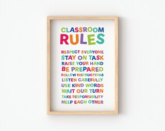 Classroom Rules Rainbow Print: Educational Poster (Digital Download)