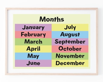 Children's Months Poster - Instant Download