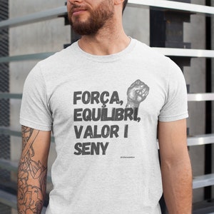 Camiseta castellera unisex, força, equilibri, valor y seny imagen 1