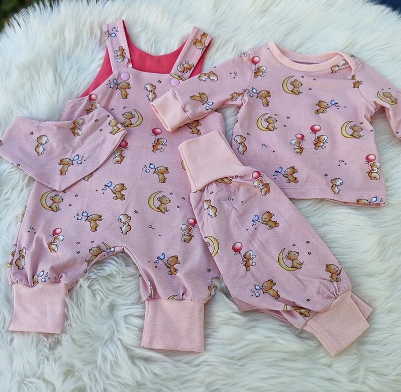 Babyset für Mädchen ,Strampler ,Hose,Shirt,Halstuch Bild 1