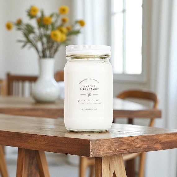 Matcha & Bergamot Scented Soy Candle