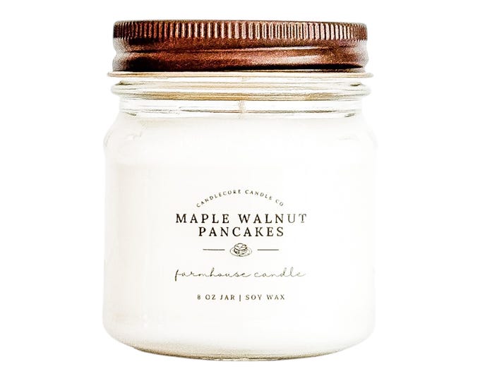 Maple Walnut Pancakes Scent, Hand Poured Candle, Soy Candle, Farmhouse Candle, White Candle, Scented Candle