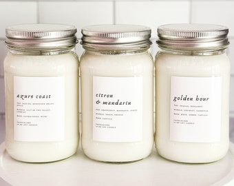 Golden Hour Scented Premium Pure Soy Wax Candles And Soy Wax Melts / 8 oz, 16 oz Mason Jar Candles / Hand Poured Clean Candles