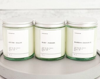 Bamboo & Coconut Scented Premium Pure Soy Wax Candles And Soy Wax Melts / 8 oz, 16 oz Container Candles / Hand Poured Clean Candles
