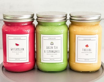 Fireside Scented Premium Pure Soy Wax Candles And Soy Wax Melts / 16 oz Mason Jar Candles / Hand Poured Clean Candles