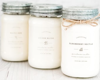 NEW Spring & Summer 2025 Scents, Hand Poured Candle, Soy Candle, Farmhouse Candle, White Candle, Scented Candle