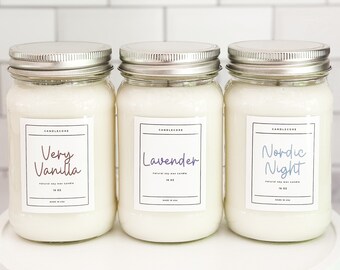 Nordic Night Scented Premium Pure Soy Wax Candles And Soy Wax Melts / 8 oz, 16 oz Mason Jar Candles / Hand Poured Clean Candles