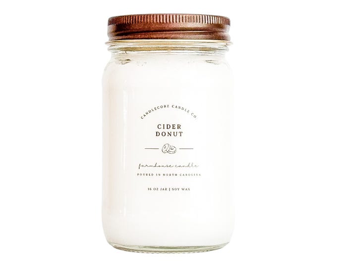 Cider Donut Scent, Hand Poured Candle, Soy Candle, Farmhouse Candle, White Candle, Scented Candle