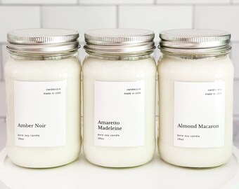 Almond Macaron Scented Premium Pure Soy Wax Candles And Soy Wax Melts / 8 oz, 16 oz Mason Jar Candles / Hand Poured Clean Candles