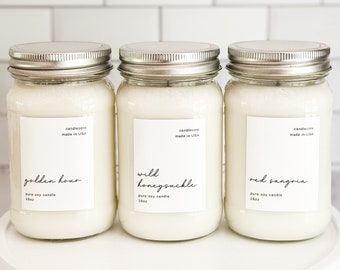 Golden Hour Scented Premium Pure Soy Wax Candles And Soy Wax Melts / 8 oz, 16 oz Mason Jar Candles / Hand Poured Clean Candles