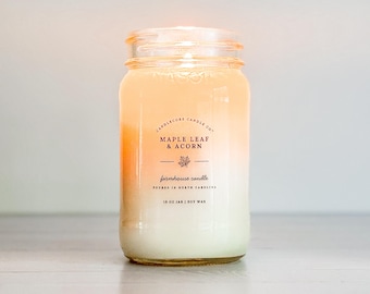Maple Butter Scent: Farmhouse Mason Jar 100% Soy Candle