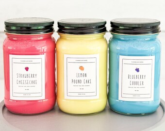 Blueberry Cobbler Scented Premium Pure Soy Wax Candles And Soy Wax Melts / 16 oz Mason Jar Candles / Hand Poured Clean Candles