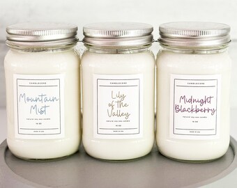 Choose Your Scent / Scented Premium Pure Soy Wax Candles And Soy Wax Melts / 8 oz, 16 oz Mason Jar Candles / Hand Poured Clean Candles