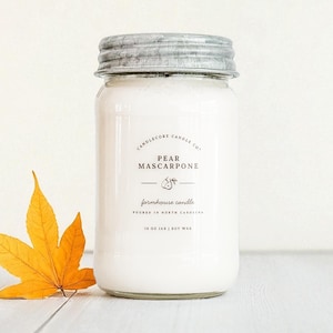 Autumn Ambrette Scent: Farmhouse Mason Jar 100% Soy Candle