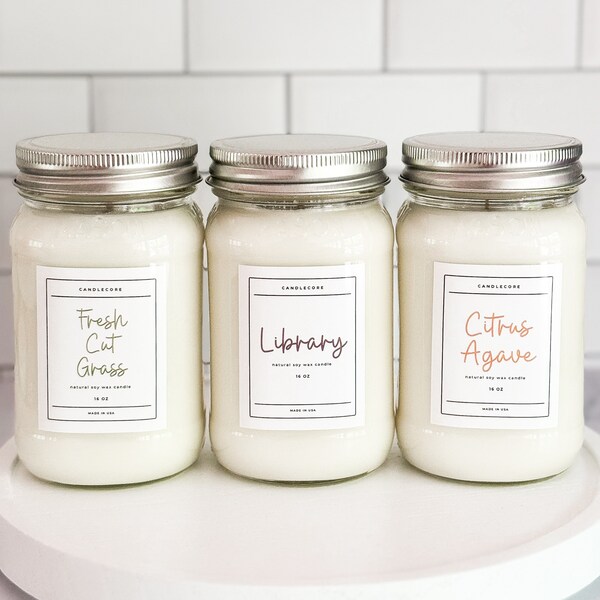 Citrus Agave Scented Premium Pure Soy Wax Candles And Soy Wax Melts / 8 oz, 16 oz Mason Jar Candles / Hand Poured Clean Candles