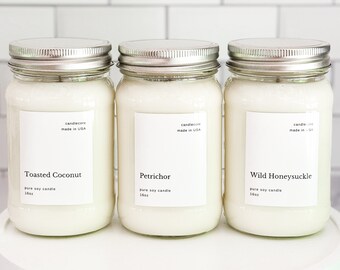 Wild Honeysuckle Scented Premium Pure Soy Wax Candles And Soy Wax Melts / 8 oz, 16 oz Mason Jar Candles / Hand Poured Clean Candles