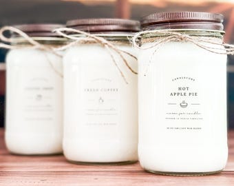 Amber Scents, Hand Poured Candle, Soy Candle, Farmhouse Candle, White Candle, Scented Candle