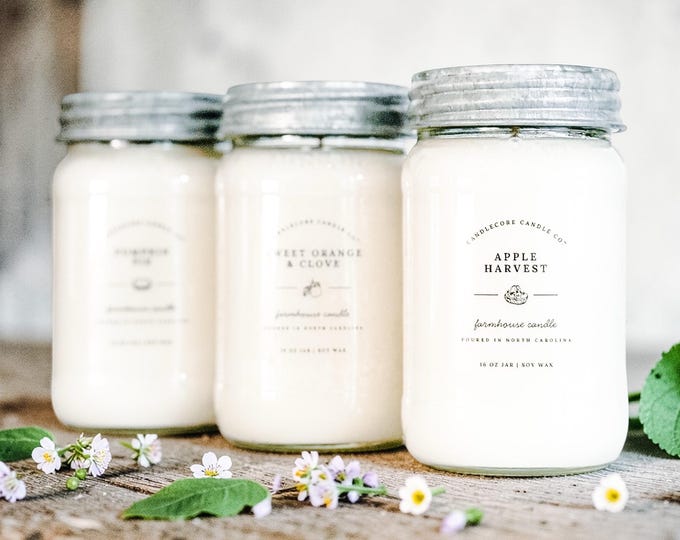 Featured listing image: Spring Soy Candles: Farmhouse Mason Jar, Choose Your Scent Part 2