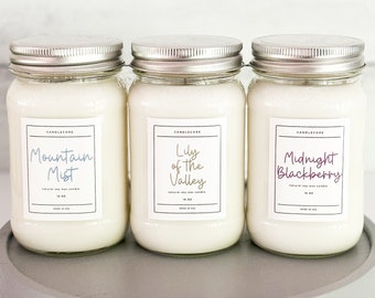 Lily of the Valley Scented Premium Pure Soy Wax Candles And Soy Wax Melts / 8 oz, 16 oz Mason Jar Candles / Hand Poured Clean Candles