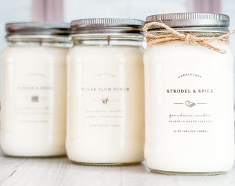 Scents H/I/J/K/L, Hand Poured Candle, Soy Candle, Farmhouse Candle, White Candle, Scented Candle