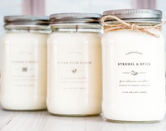 Scents H/I/J/K/L, Hand Poured Candle, Soy Candle, Farmhouse Candle, White Candle, Scented Candle