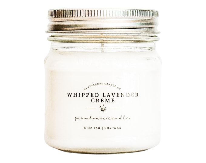 Whipped Lavender Creme Scent, Hand Poured Candle, Soy Candle, Farmhouse Candle, White Candle, Scented Candle