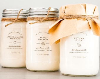 Holiday 100% Soy Candles, Farmhouse Mason Jar