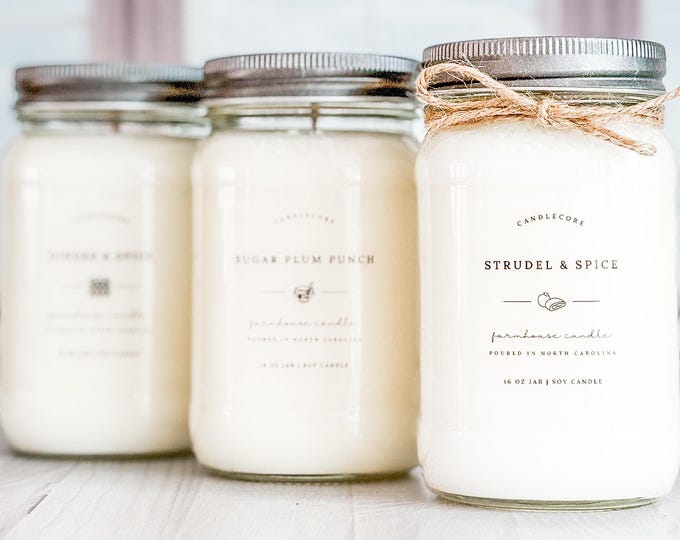 Green Leaves Scent, Hand Poured Candle, Soy Candle, Farmhouse Candle, White Candle, Scented Candle