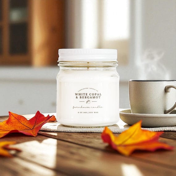White Copal & Bergamot Scented Soy Candle