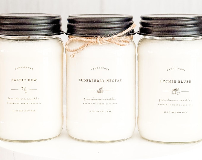 Amish Quilt Scent, Hand Poured Candle, Soy Candle, Farmhouse Candle, White Candle, Scented Candle