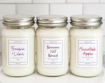 Macintosh Apple Scented Premium Pure Soy Wax Candles And Soy Wax Melts  / 8 oz, 16 oz Mason Jar Candles / Hand Poured Clean Candles