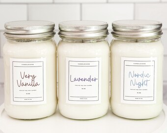 Lavender Scented Premium Pure Soy Wax Candles And Soy Wax Melts / 8 oz, 16 oz Mason Jar Candles / Hand Poured Clean Candles