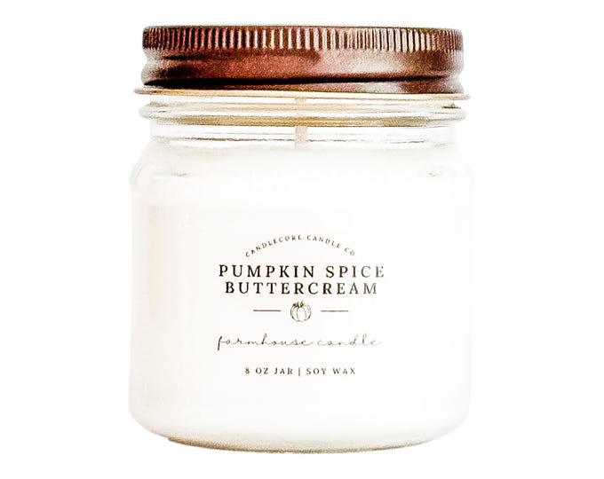 Pumpkin Spice Buttercream Scent, Hand Poured Candle, Soy Candle, Farmhouse Candle, White Candle, Scented Candle