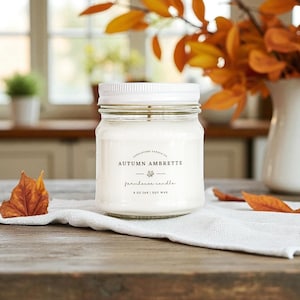 Autumn Ambrette Scented Soy Candle: Hand Poured Farmhouse Candle
