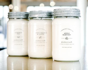 Festive Favorites Scents: Farmhouse Mason Jar 100% Soy Candles