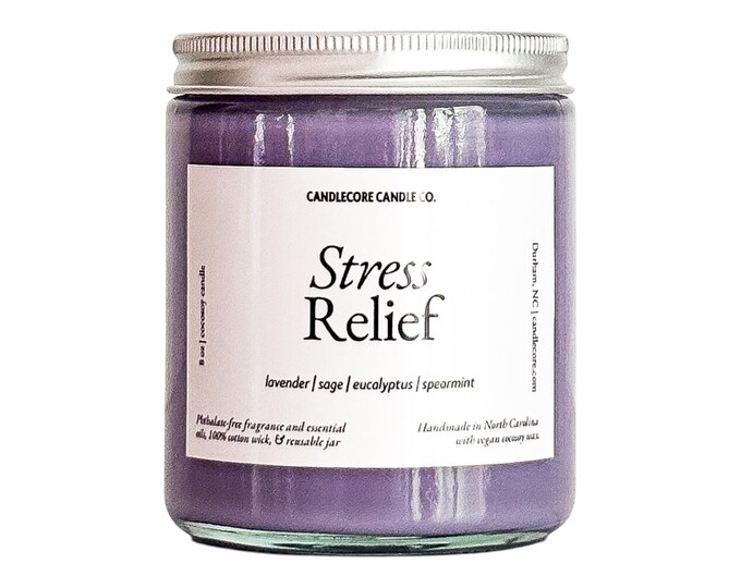 Stress Relief Scent, Hand Poured Cocosoy Candle
