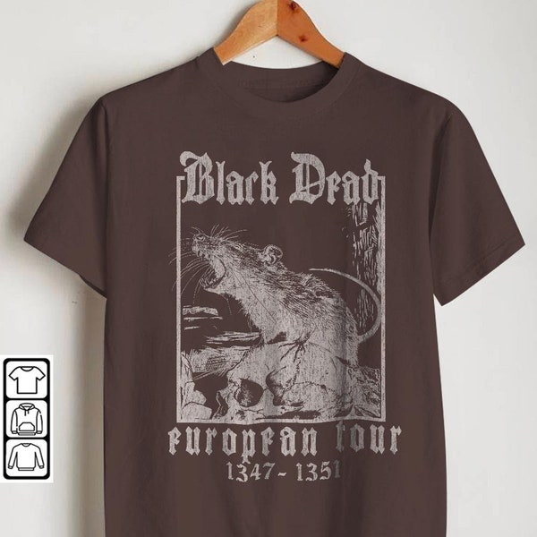 Black Death T-Shirt, Medieval Rat Shirt, Gothic Grunge Clothing, Horror Goth Aesthetic History Shirt